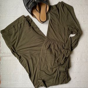 Dark Green Maxi Dress with Pockets